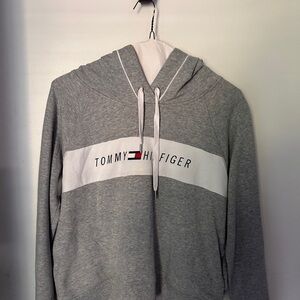 Tommy Hilfiger Gray and White Men's Hoodie